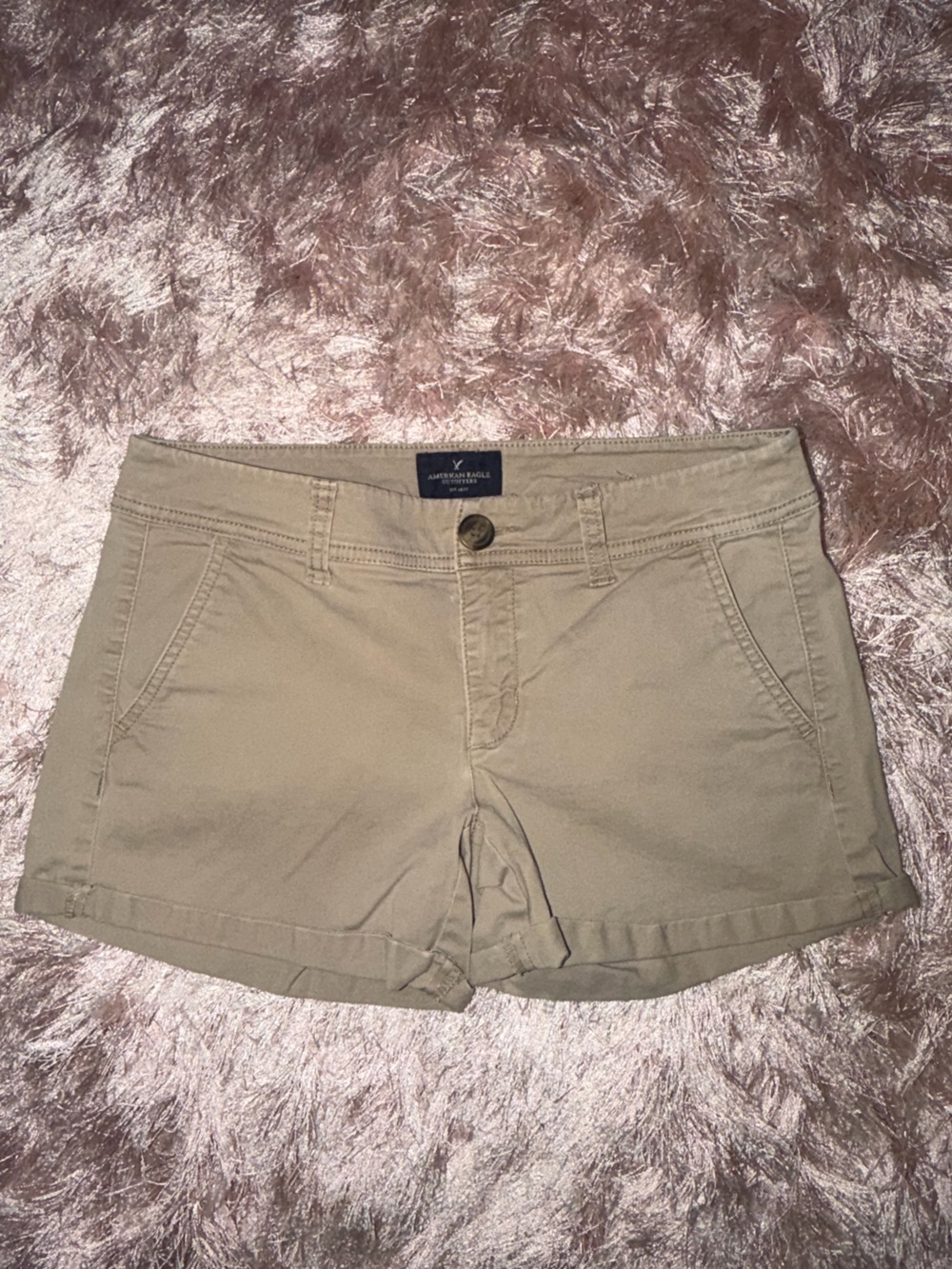 American Eagle Outfitters Women's Flat-Front Khaki Shorts